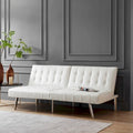 Split Back Futon Sofa Bed with Tufted Upholstery and Chrome Legs