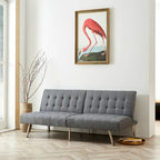 Tufted Mid-Century Modern Split Back Futon Sofa Couch Bed with Chrome Legs
