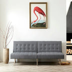 Split Back Futon Sofa Bed with Tufted Upholstery and Chrome Legs