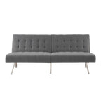 Split Back Futon Sofa Bed with Tufted Upholstery and Chrome Legs