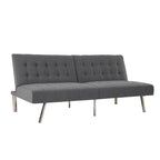 Split Back Futon Sofa Bed with Tufted Upholstery and Chrome Legs