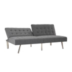 Split Back Futon Sofa Bed with Tufted Upholstery and Chrome Legs