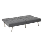 Split Back Futon Sofa Bed with Tufted Upholstery and Chrome Legs