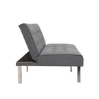 Split Back Futon Sofa Bed with Tufted Upholstery and Chrome Legs