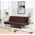 Split Back Futon Sofa Bed with Tufted Upholstery and Chrome Legs