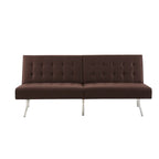 Split Back Futon Sofa Bed with Tufted Upholstery and Chrome Legs