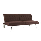Split Back Futon Sofa Bed with Tufted Upholstery and Chrome Legs
