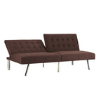 Split Back Futon Sofa Bed with Tufted Upholstery and Chrome Legs