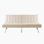 Split Back Futon Sofa Bed with Tufted Upholstery and Chrome Legs