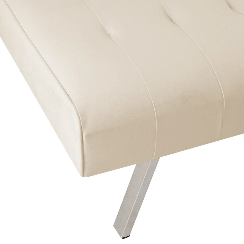 Split Back Futon Sofa Bed with Tufted Upholstery and Chrome Legs