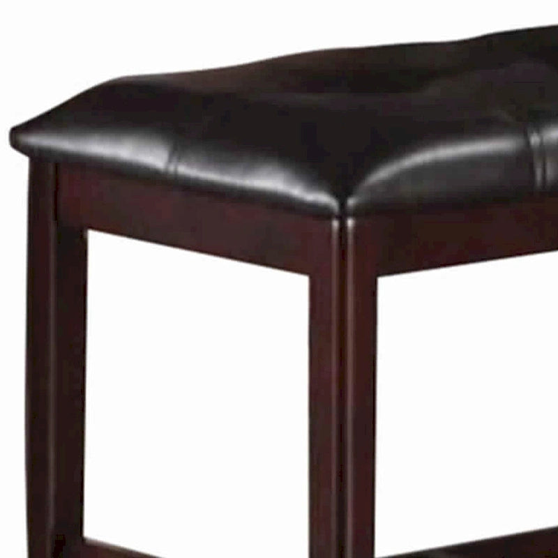 High Bench with Tufted Faux Leather Upholstery