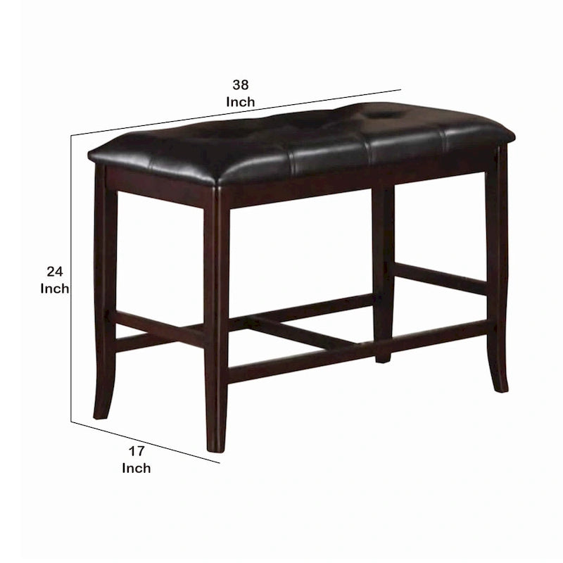 High Bench with Tufted Faux Leather Upholstery