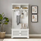Classic Hall Tree with Wicker Caning and Storage