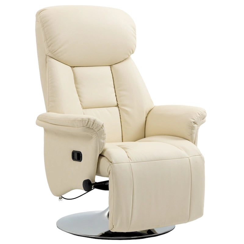 Swivel Recliner Chair with Footrest, Padded Arms and PU Leather Upholstery