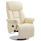 Recliner Chair for Adults, Adjustable Swivel Recliner with Footrest, Padded Arms, PU Leather Upholstery and Steel Base