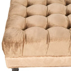 Pouf cocktail con bottoni trapuntati e gambe in legno