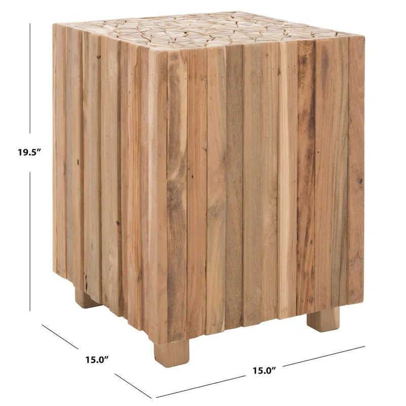 Square End Table in Medium Oak Finish - 15"W x 15"D x 20"H