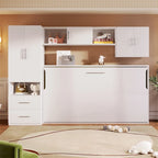 Twin Size Wall Murphy Bed with Open Shelves