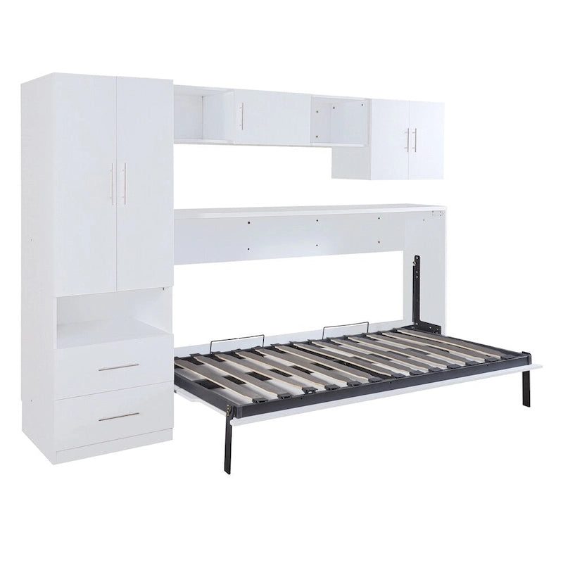 Twin Size Wall Murphy Bed with Open Shelves
