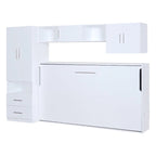 Twin Size Wall Murphy Bed with Open Shelves