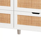 6-Drawer Rattan Storage Cabinet with LED Lights and Power Outlet, 43.31" Height