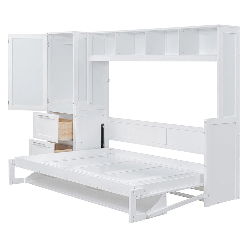Queen Size Murphy Bed with Closet and Drawers