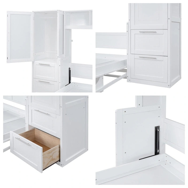 Queen Size Murphy Bed with Closet and Drawers