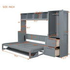 Queen Size Murphy Bed with Closet and Drawers