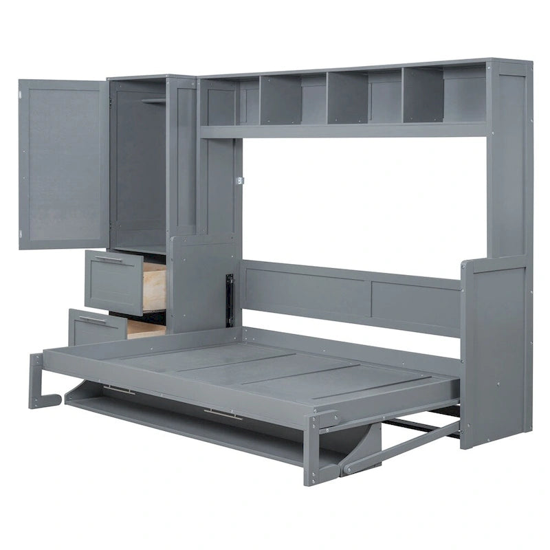 Queen Size Murphy Bed with Closet and Drawers