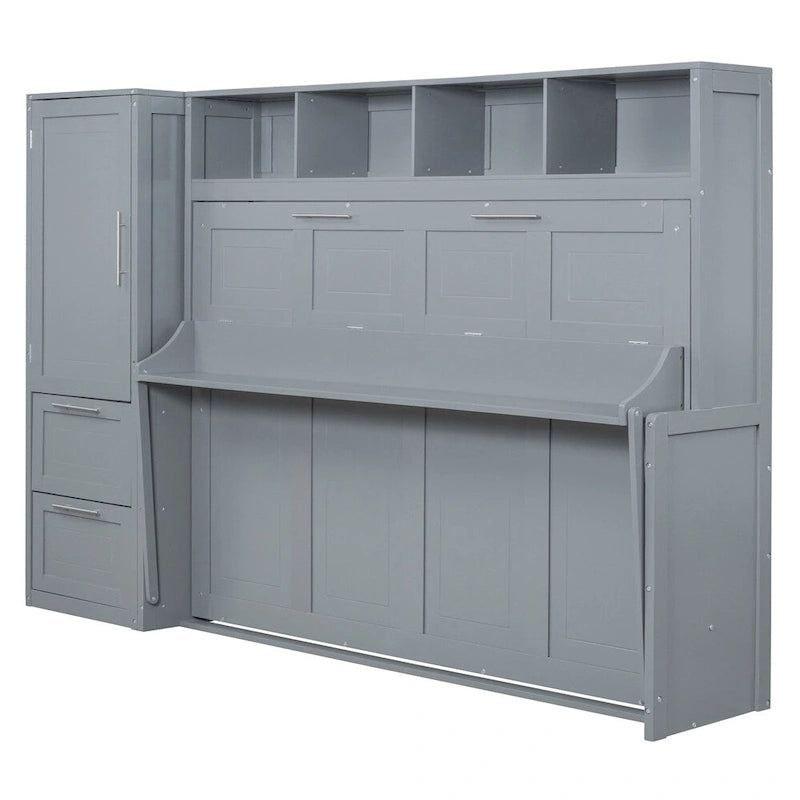 Queen Size Murphy Bed with Closet and Drawers