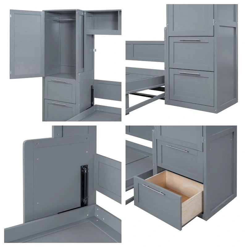 Queen Size Murphy Bed with Closet and Drawers