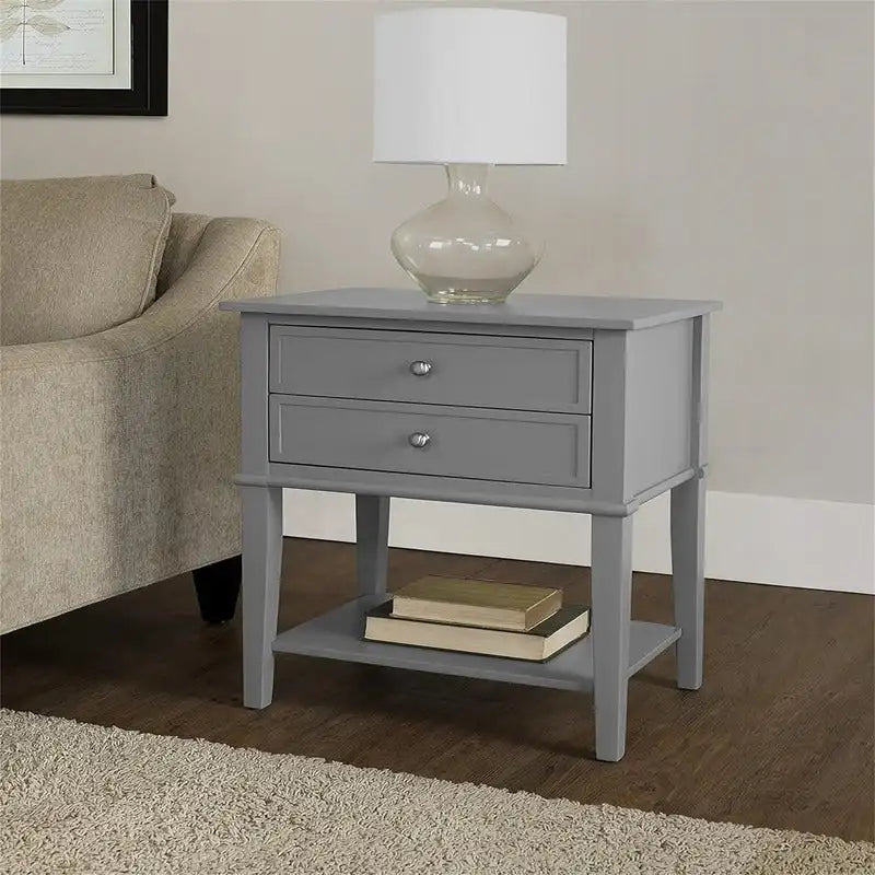 Accent Table with 2 Drawers - Black