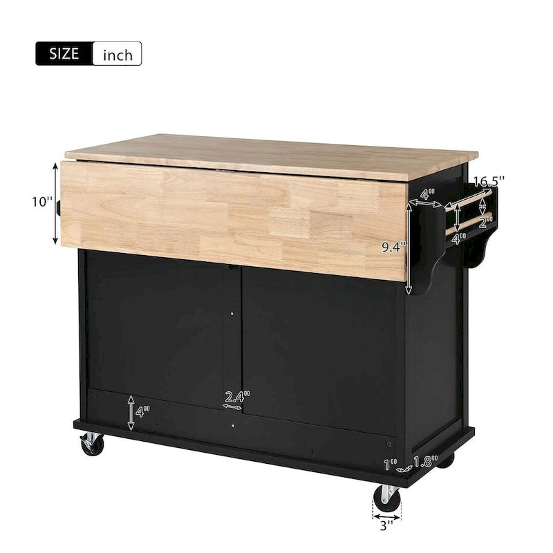 Kuchyňský ostrůvek na kolečkách s výklopnou pracovní deskou