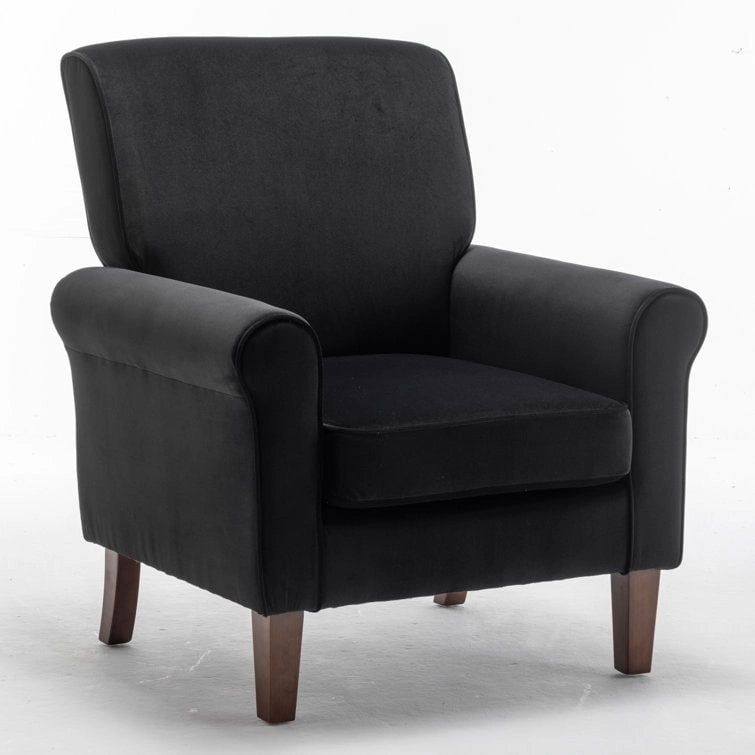Classic Velvet Armchair with Solid Wood Frame
