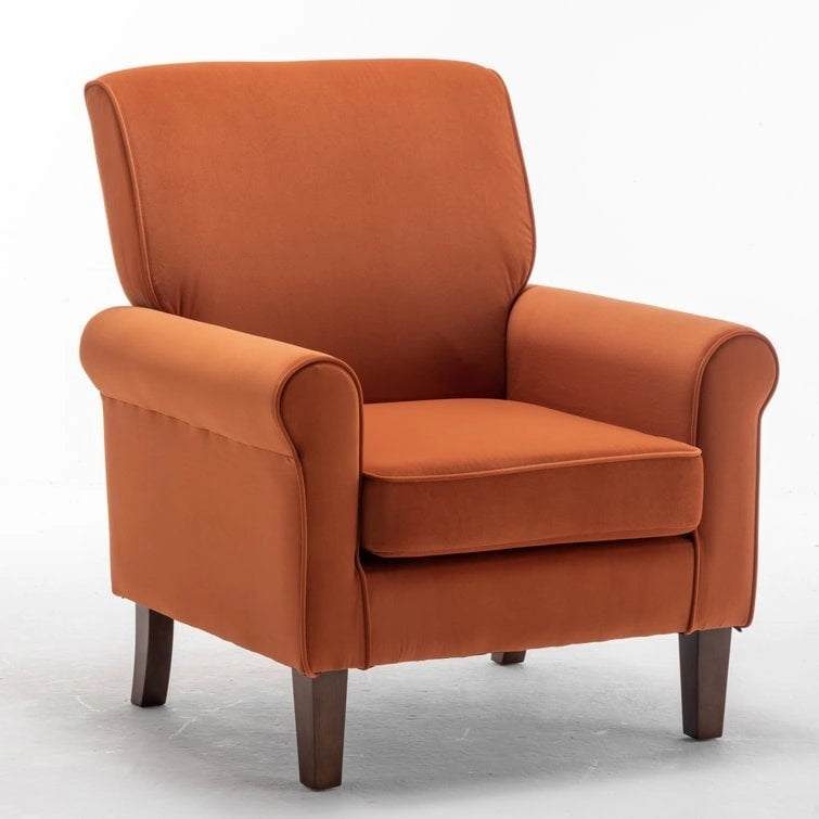 Classic Velvet Armchair with Solid Wood Frame
