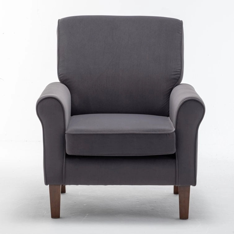Classic Velvet Armchair with Solid Wood Frame