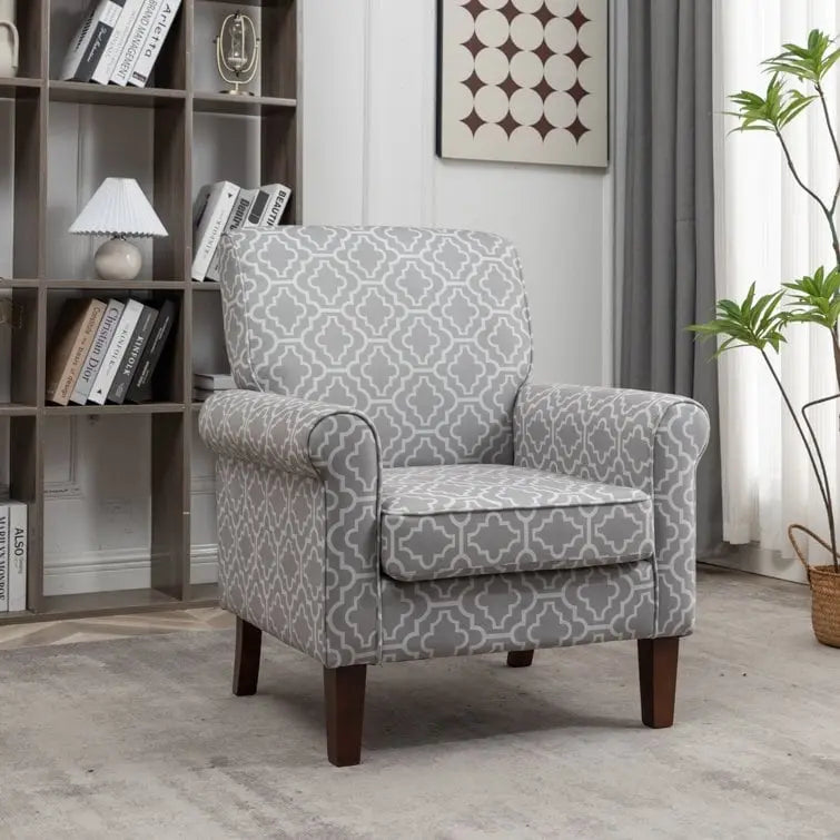 Classic Velvet Armchair with Solid Wood Frame