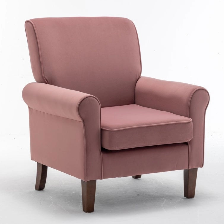 Classic Velvet Armchair with Solid Wood Frame