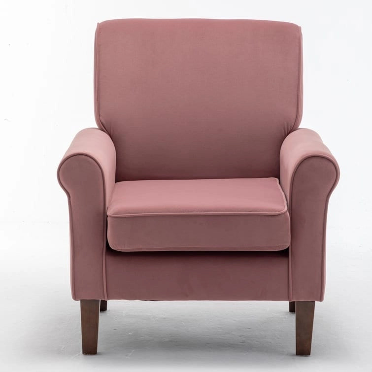 Classic Velvet Armchair with Solid Wood Frame