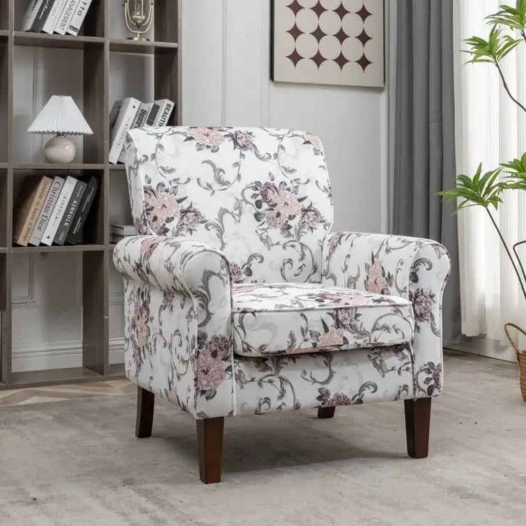 Classic Velvet Armchair with Solid Wood Frame