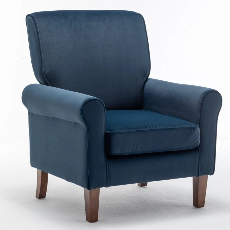 Classic Velvet Armchair with Solid Wood Frame