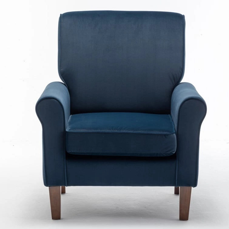Classic Velvet Armchair with Solid Wood Frame