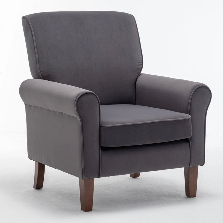 Classic Velvet Armchair with Solid Wood Frame