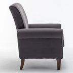 Classic Velvet Armchair with Solid Wood Frame