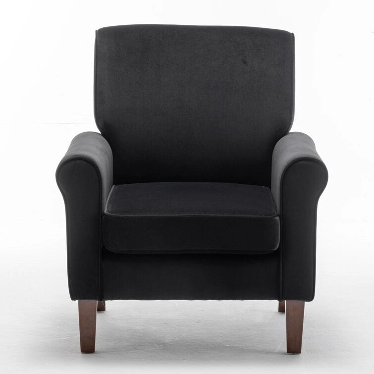 Classic Velvet Armchair with Solid Wood Frame