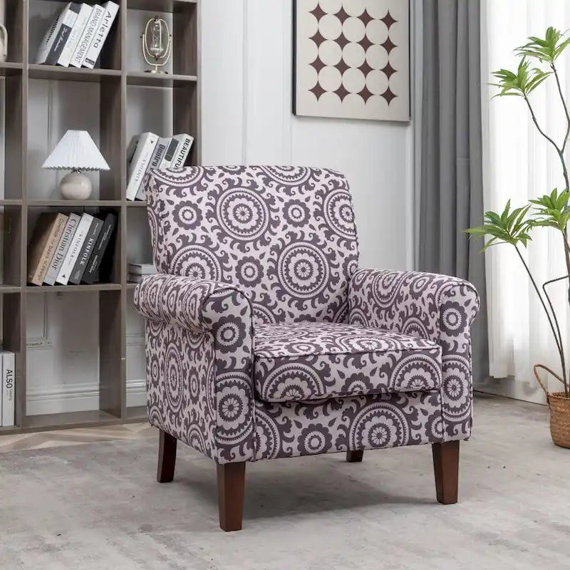 Classic Velvet Armchair with Solid Wood Frame