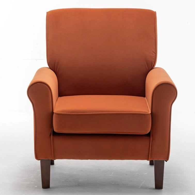 Classic Velvet Armchair with Solid Wood Frame