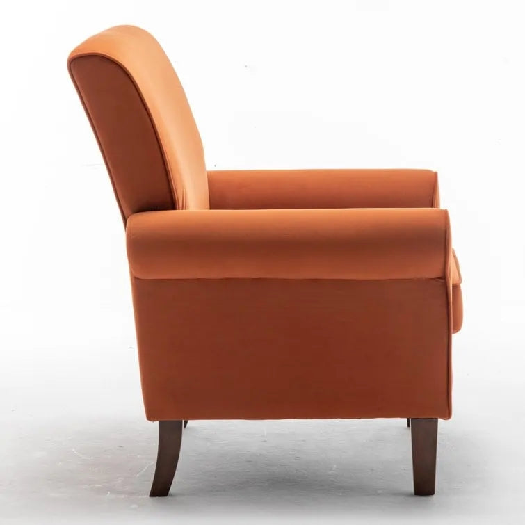 Classic Velvet Armchair with Solid Wood Frame
