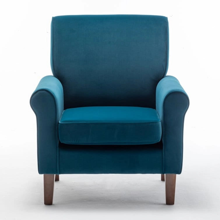 Classic Velvet Armchair with Solid Wood Frame