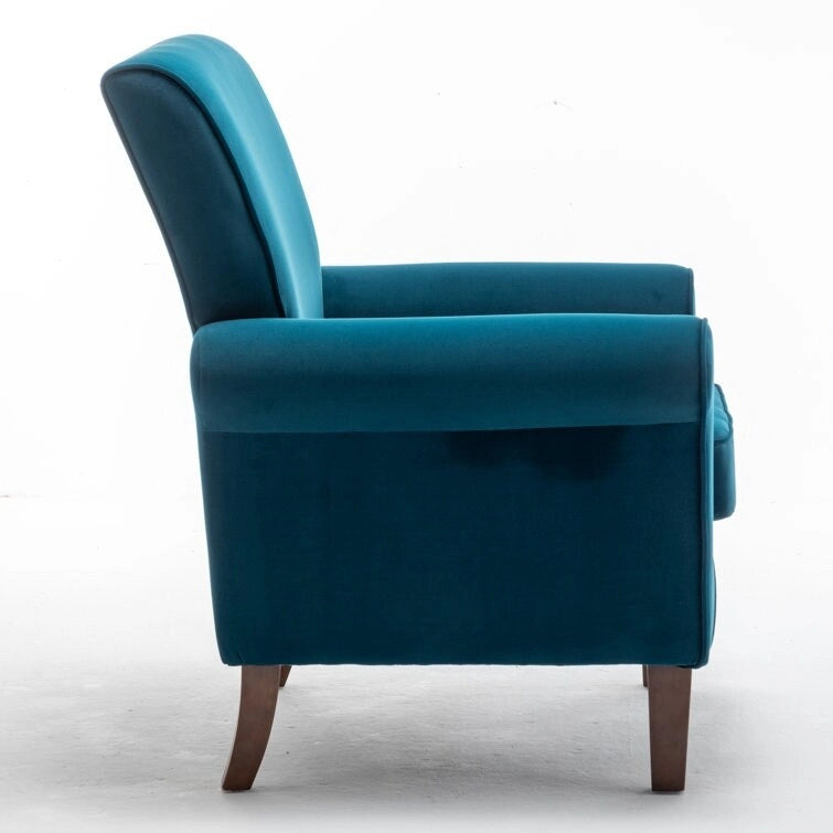 Classic Velvet Armchair with Solid Wood Frame